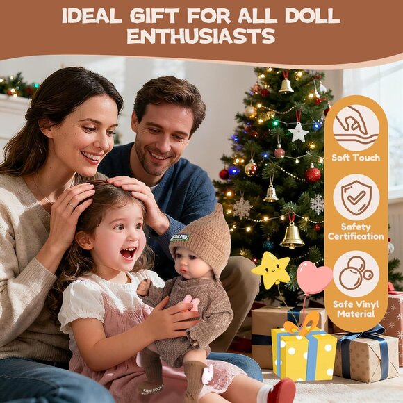 17 Inches Brown Newborn Girl Real Life Soft Silicone Full Body Baby Dolls - Picture 7 of 8